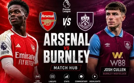 Arsenal vs Burnley Match Center | Live Updates, Stats, Lineups & Commentary